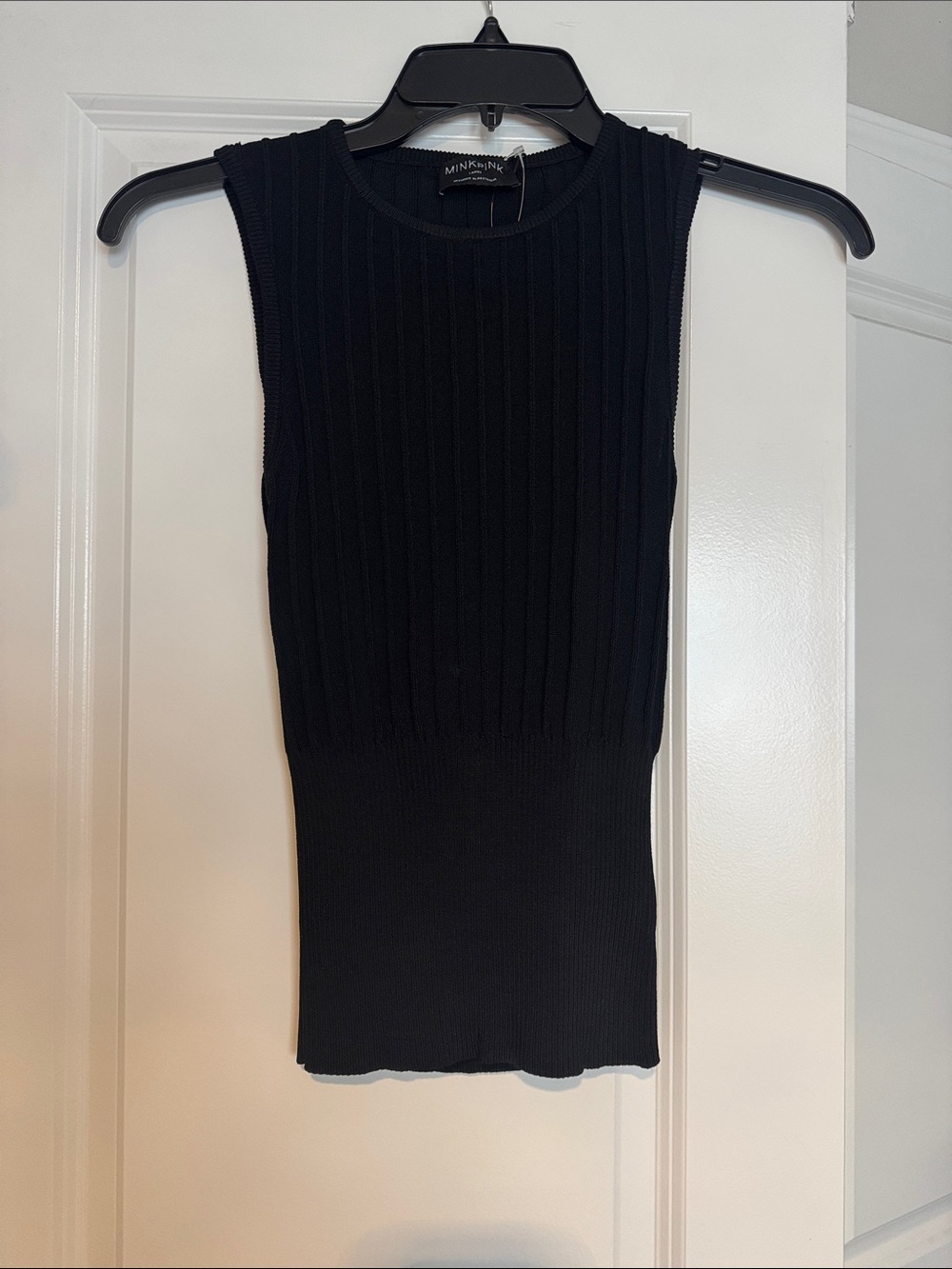 MINKPINK Black Ribbed Sleeveless Tank